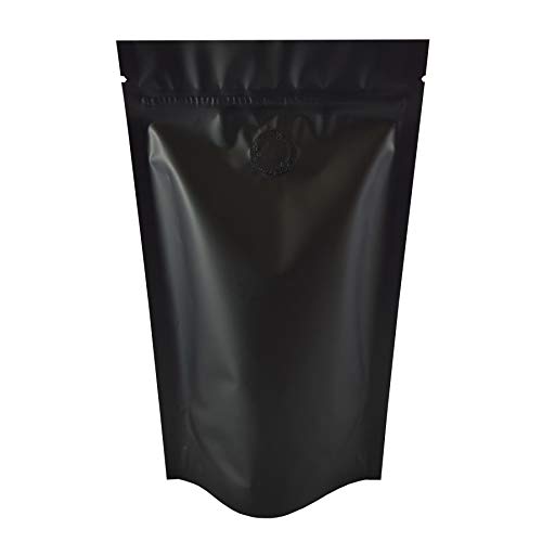 RIGHTPAK Stand Up Pouch with One Way Degassing Valve 50 Pieces 13cm x 21cm,Black Matt Coffee Beans Packaging Bags โ image 1