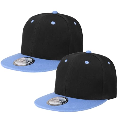 Image of Classic Snapback Hat Cap Hip Hop Style Flat Bill Blank Solid Color Adjustable Size