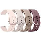 Meliya ID208 Plus Smart Watch Bands, 22mm Soft Silicone Bands for Fitpolo/Quican/Aeac/Tensky ID208 Plus Smartwatch Replacement Wristband Adjustable Straps (Pink+Starlight+Mile Tea+Smoke Purple)