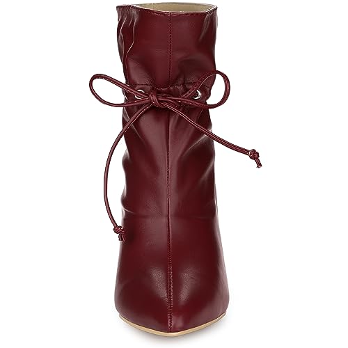 Allegra K Women's Pointed Toe Drawstring Pull on Stiletto Heel Ankle Boots3