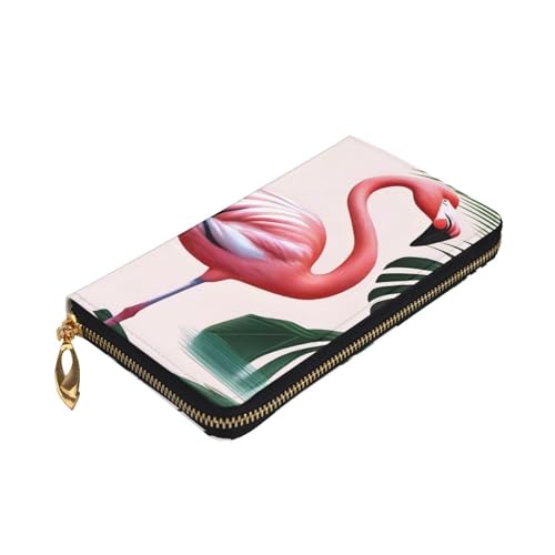 Romantic Flamingo Prints Leather Long Clutch Wallet for Fashionable Girls and Women - Durable, Stylish, and Functional, Black, One Size3