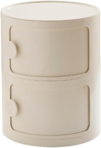 GEBYUIベッドサイドテーブル 多層収納キャビネット プラスチック製サイドキャビネット ラウンド収納キャビネット ソファ横用円筒形ラック 2/3 層 多機能キャビネットで寝室リビングルームに最適な収納ボックス付き収納アイテム?