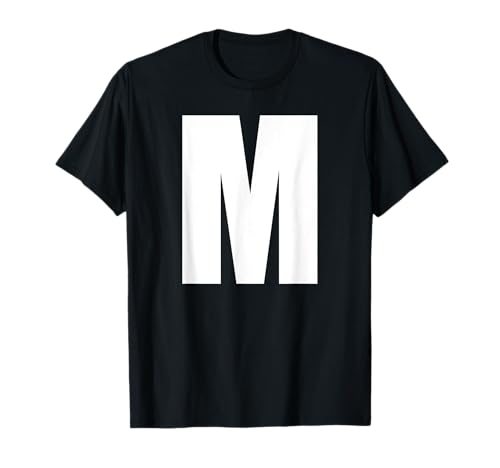 Letter "M" Bold White Capital "M" for Team Names or Words T-Shirt