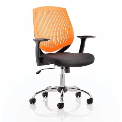 Image of OPO Dura Operator Office Chair with Fixed Nylon Armrest | Operator Swivel Chair with Single Lever Lock and Tilt Mechanism | Chrome Gas Lift and 5 Star Base Orange Black