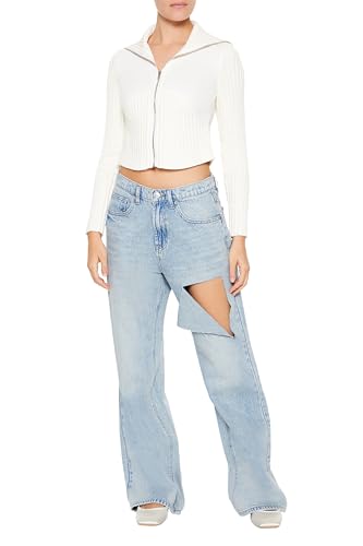 Forever 21 Women's Destroyed Mid-Rise Baggy Jeans