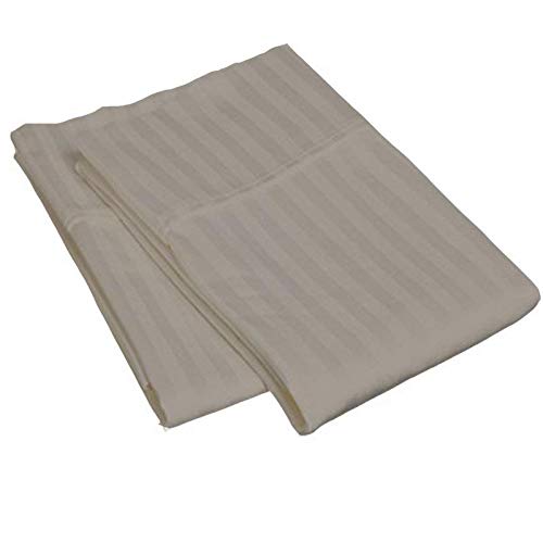 Image of Cotton Luxurious Striped 2 Piece Sateen Pillow Cover Set, Normal Size, 16 inch x 24 inch- Grey