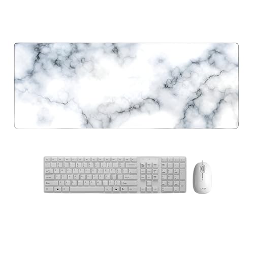 Charmoon マウスパッド 大型 大理石 ゲーミングマウスパッド キーボード 光学マウス ロング 800x300x2mm (ホワイト)