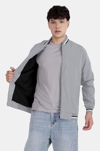 Image of Celary Men's Bomber Jacket Polyester Standard Length | Lightweight Casual Zip-Up Jacket | Stylish Slim Fit Outerwear for All Seasons