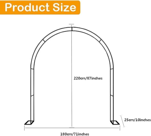 Arche de jardin en métal avec structure renforcée noire haute durabilité
