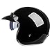 Produktbild Woljay Retro Motorradhelm 3/4 Jethelm Halbhelme Motorrad Jethelm mit Schild Sonnenblende für Männer Frauen Erwachsene ECE 22/05 DOT Approved (Mittelgroß, Glänzend schwarz)