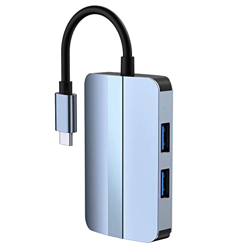 2112 - Adaptador USB C 5 en 1 tipo estación de acoplamiento con RJ45 USB3 0 USB2 SD TF lector de tarjetas extensión para portátiles, tabletas, teléfonos inteligentes