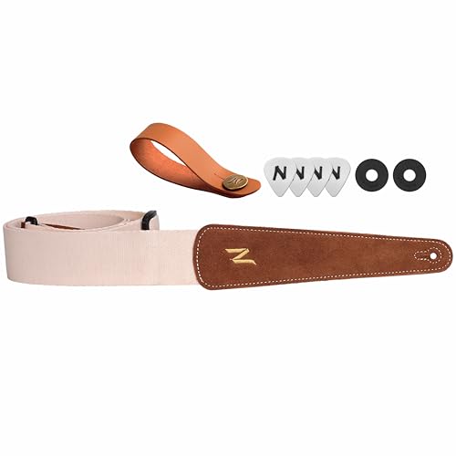 Nefelibata - Correa de guitarra con bolsillo para púas, 100% algodón de grano completo para guitarra...