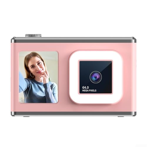 Cámara digital de 50 MP con zoom y enfoque automático, cámara compacta de pantalla de 2.88 pulgadas para viajes, cámara para principiantes para niños y estudiantes, apuntar y disparar portátil (rosa +