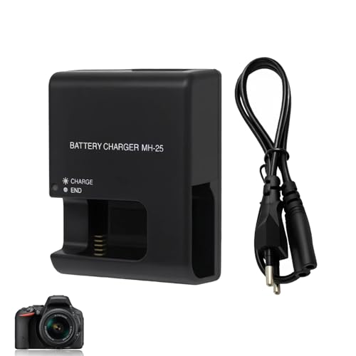 MH 25 Cargador de batería para EN EL15 EN EL15a Batería Compatible con Nikon D500 D600 D610 D750 D780 D800 D800E D810 D810A D850 D7000 D7100 D7200 D7500, Réflex Cámaras Charger Carga Rápida