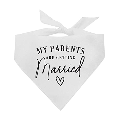 My Parents are Getting Married | 100% Cotton Adjustable Triangle | Engagement Announcement Photoshoot Prop | Bridal Shower Gift | Made in USA | White One Size (648) GB