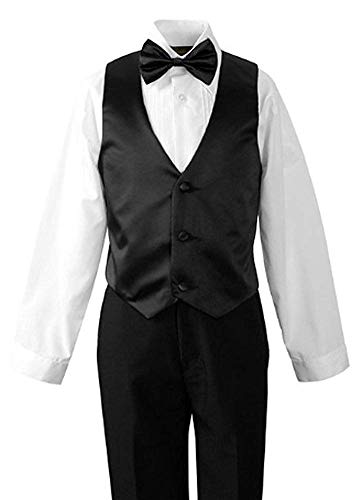 Image of iGirldress Baby /Toddle /Boys Ivory Black Navy Jacket Pants Shirt Bowtie Tuxedo Ring Bearer Suit