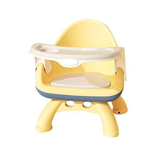 ベビーチェア食事用ベビーデスクチェアダイニングチェア子供用低椅子ベルトプレート滑り止め取り外し可能洗いやすい軽量持ち運び (イエロー)