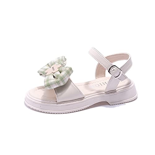 Kids Girls Open Toe Sandals Bowknot Sandals Summer Dress Shoes Lightweight Comfortable Shoes for Little Kid (Green, 9 Toddler)