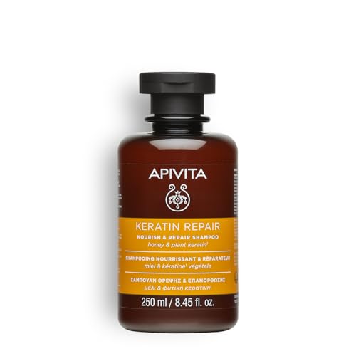 Apivita Keratin Repair Nourishing and Repairing Shampoo for Dry Damaged Hair 250ml - Natural Sulfate-Free Shampoo with Honey and Plant Keratin - Hair Breakage and Split-ends Prevention, Frizz-Control