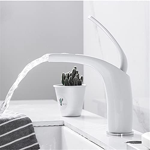 Mitigeur cascade de salle de bain en laiton massif blanc et noir surélevé LWX
