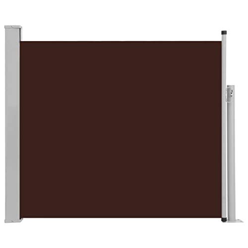 Tidyard Ausziehbare Seitenmarkise Sonnenschutz Sichtschutz Gehäuse und Standpfosten komplett Seitenwandmarkise Ausziehbar, Seitenrollo Balkon, Terrasse und Garten, Windschutz 100x300 cm Braun