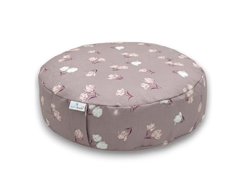 Image of Buckwheat ZAFU Meditation Cushion Filled with Buckwheat Hulls (ROUND - VINTAGE MAUVE)