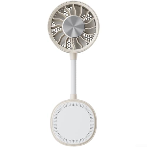 Upluxmira Ventilador de clip magnético blanco de 3 velocidades de 2000 mAh, manguera flexible, refrigeración por hielo, recargable, manos libres, ventilador portátil para viajes al aire libre