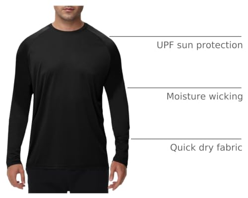 Image of Long Sleeve Shirts for Men - Quick Dry Moisture Wicking UV UPF Sun Protection T-Shirts for Fishing Workout Swim