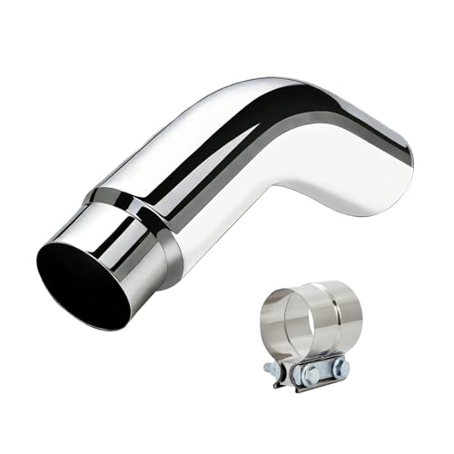 5-6 Inch Exhaust Elbow - Diesel ExhaustTip with Clamp 5 Inlet 6 Outlet Chrome/Silver Finish No-Weld Installation for Trucks Cars Pickup