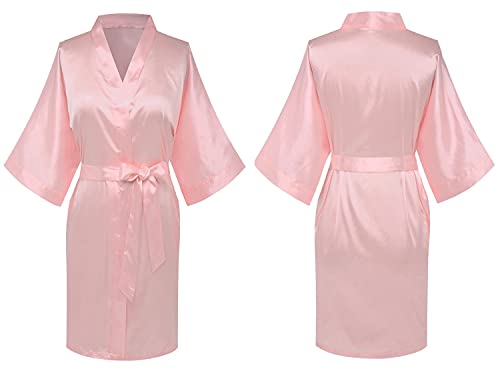 Image of Women's Pure Short Silky Robes Bridesmaid Bride Party Satin Robes Sleepwear
