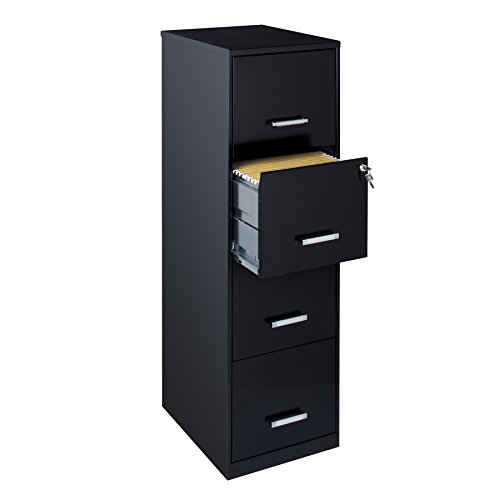Space Solutions 18" 4 Drawer Metal File Cabinet, Black, #TOP4