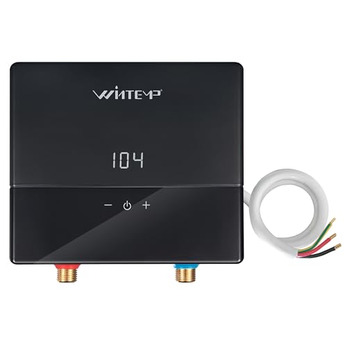 Electric Tankless Water Heater 3.5kW 120V, Provides hot water on demand without a storage tank, featuring self-adjusting temperature control, digital display and overheating protection