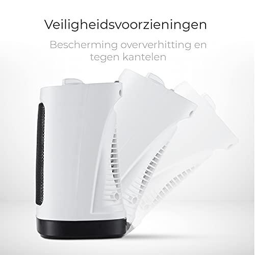 Pro Breeze Mini Keramische Ventilatorkachel - Ruimteverwarmer met automatische Oscillatie en 2 Warmteinstellingen (2000W) - Image 6
