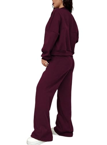 LovelyWholesale Women Sweatsuits 2 Piece Set Zip Up Sweatshirt and Wild Leg Sweatpants Set4