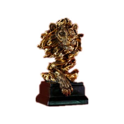 Sculpture Statue Gift Lion Head Statue Sculpture Figures Birthday Gift,Gold-Lion