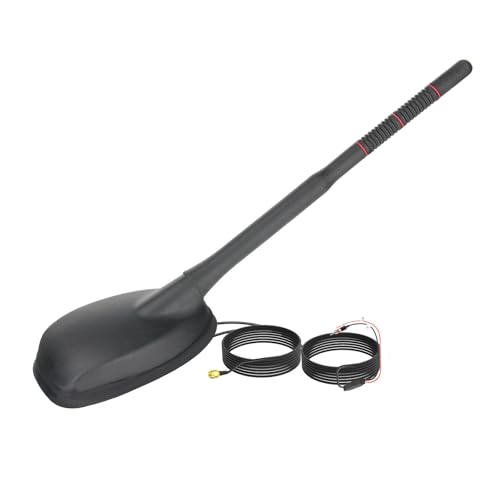 Eightwood FM/AM + GPS Car Combo Antenna, Amplified FM AM Radio Antenna DIN Plug and GPS Antennae SMA Connector for Vehicle Car Truck SUV Radio Stereo Receiver Head Unit GPS Navigation System