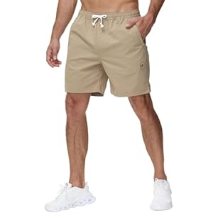 Yundobop Men’s Casual 7 Inch Shorts Twill Drawstring Summer Beach Stretch Golf Shorts with Zipper Pockets