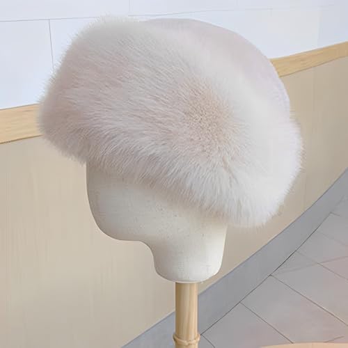 Asudaro Baret van imitatiebont voor dames, pluche sneeuwhoed voor winter, skiën, wandelen, beige