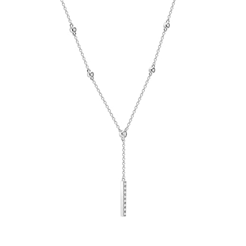18K White Gold Plated Silver Necklace With Lab Grown Diamond (D-E Color, Round Brilliant Shape, VS Clarity) in 16/18" Length, Gold Jewelry, Necklaces For Women, Gift For Her3