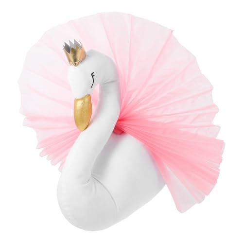 Image of Garneck 3D Princess Swan Wall Hanging Decoration: Cute Swan Wall Art with Crown and Pink Tulle Wings for Kids Girls Room Nursery Decoration Wedding Birthday Baby Shower