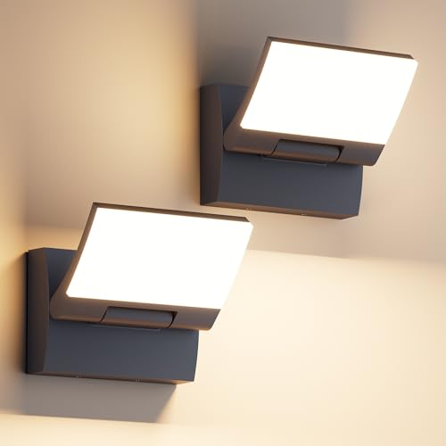 Migliori applique led K-Bright 2 pezzi 30W LED applique da esterno per interni, lampada da per esterni a parete con pannello orientabile a 180° Applique da esterno per terrazza balcone, IP65, Antracite, 2000 lumen, 3000K