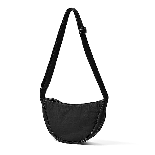 ANYWN Borsa a tracolla Donna Borsa a tracolla mezzaluna, Borsa a tracolla casual Hobo, Borsa a tracolla mezzaluna portatile tinta unita con tracolla regolabile Nero