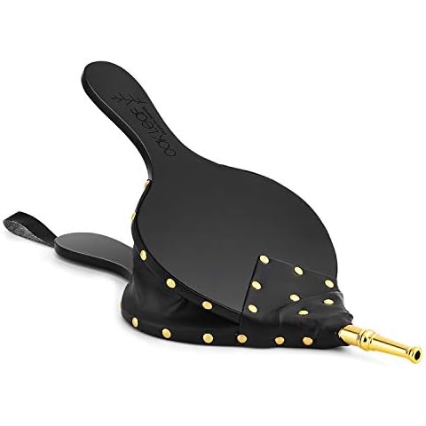 Oak Leaf Fire Bellows, 15.5" x 7" Fireplace Bellows Wood Air Blower for Fire Pit Indoor Outdoor Wood Stove Barbecue Fireplace Camping, Hand Bellows with Hanging Strap and Zinc Alloy Nozzle Cover