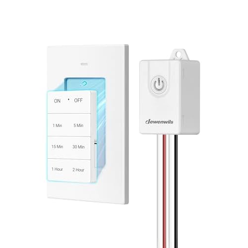 DEWENWILS Wireless Light Switch 15AMP High Power Receiver Kit with Timer, No in-Wall Wirining, Light Switches Timer with Magnetic Switch for Indoor Lights, Fans and Motors