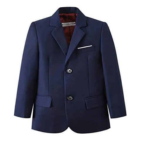 YuanLu Toddlers Boys Blazer Sport Coat for Kids Navy Blue Size 6 Cover