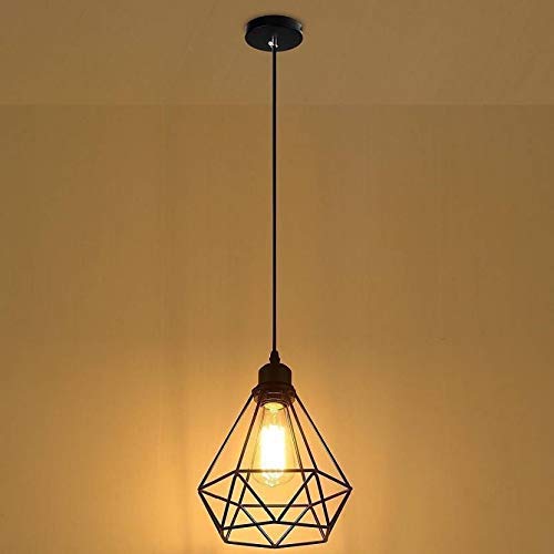 Image of GreyWings Metal Diamond Cadge Hanging Light Pendant Lamp, Antique Bronze, (Bulb not Included) Small Pack of 2