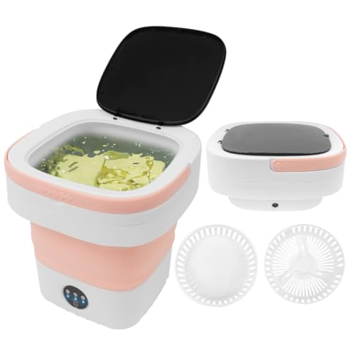 Tragbare 12 Liter Faltbare Mini Waschmaschine Waschautomat Reisewaschmaschine Miniwaschmaschine Camping Mobile Small Washing Machine Spezialwaschmaschine Für Intimbekleidung 3 Reinigungsmodi (Rosa)