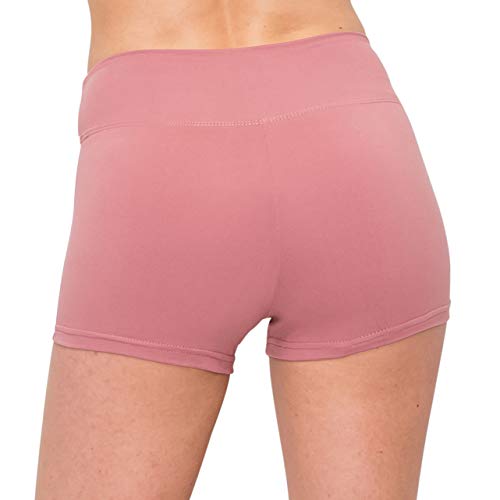 Image of ALWAYS Women's High Waist Spandex Athletic Shorts - Side Stripe Soft Stretch Biker Running Yoga Gym Workout Anti-Chafe Under Dress Layering Short Mauve White M
