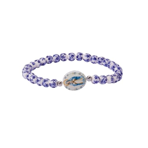 Holy Water Miraculous Mary Porcelain Bracelet in Silver