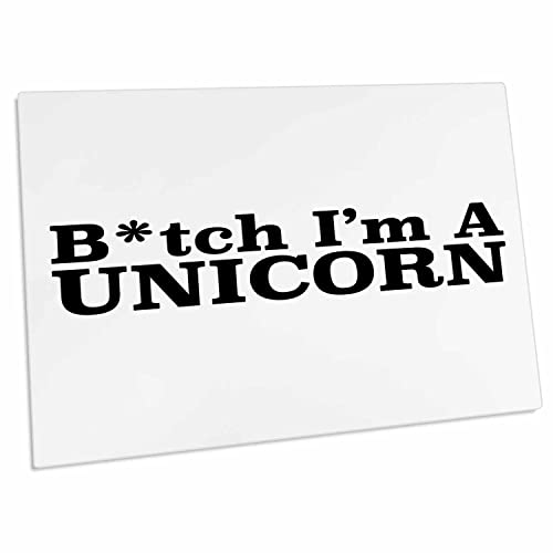 3dRose Unicorn - Btch Im A Unicorn Black - Desk Pad Place Mats